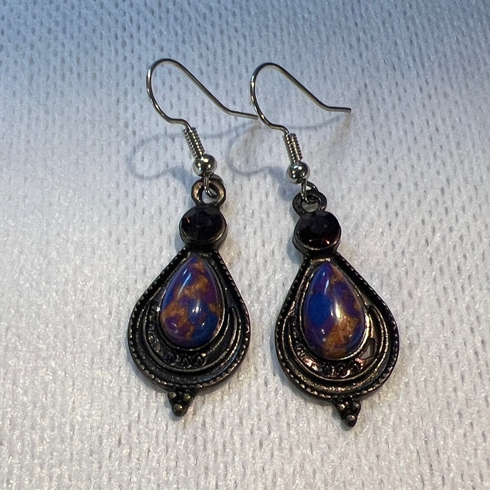 Elegant Blue and Silver Teardrop Earrings